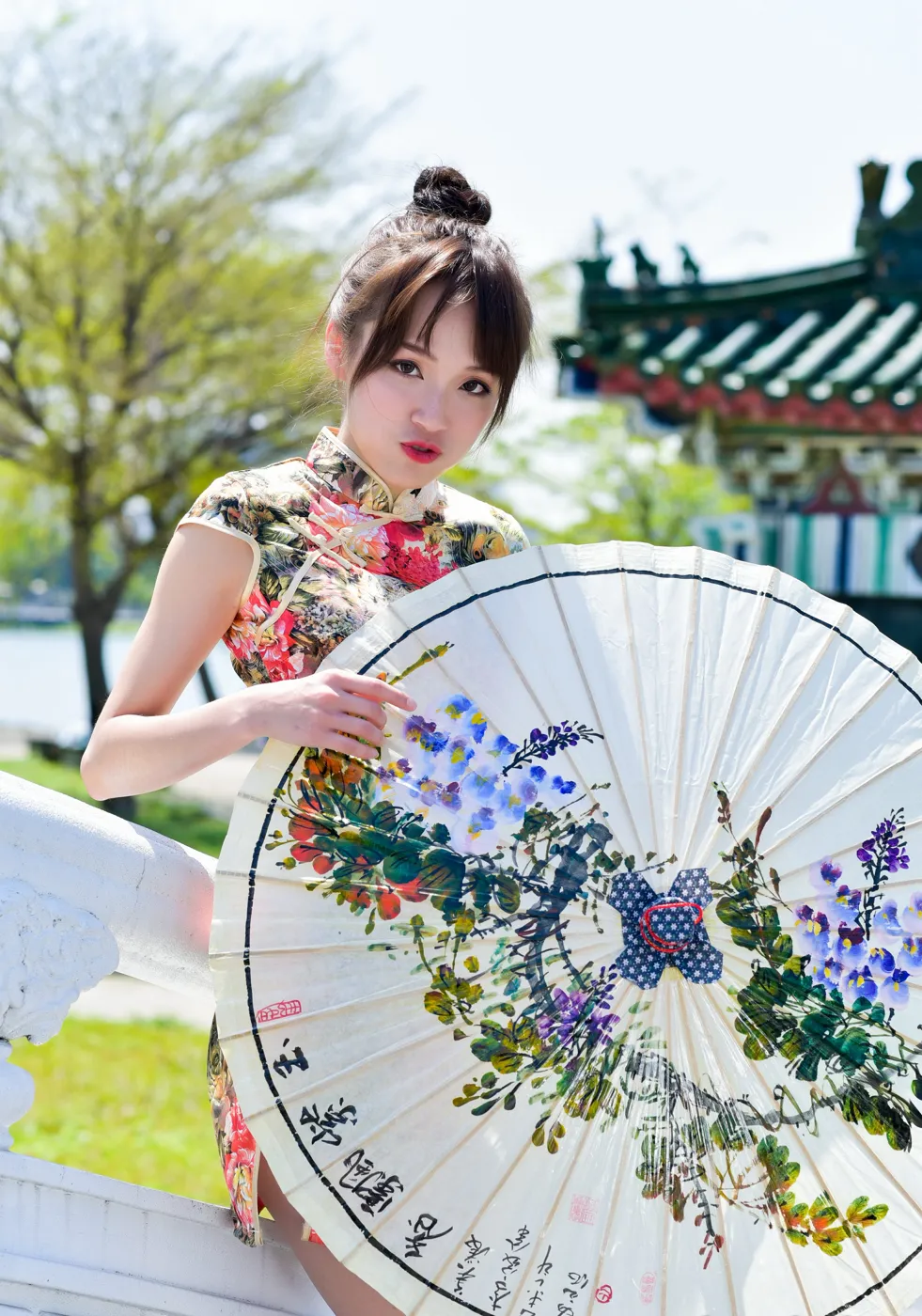 [Mzsock] NO.189 Miao Wanyu floral short cheongsam with high heels and beautiful legs street photography#[68P]-29