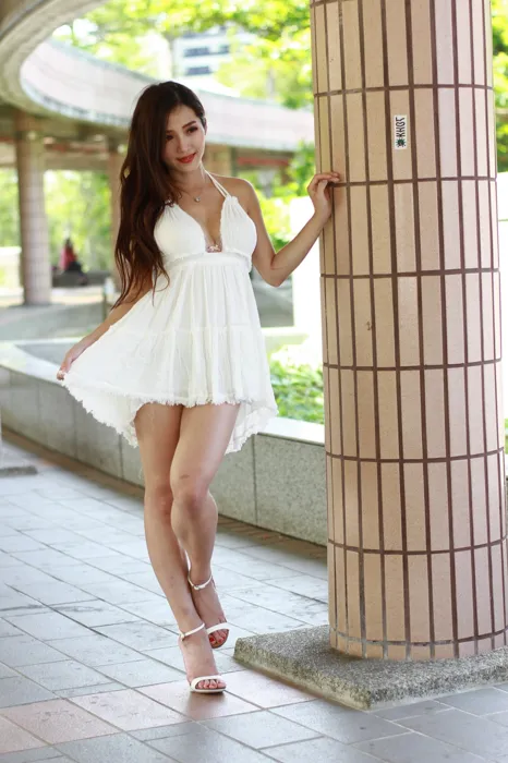 [Mzsock] NO.039 Go Go white dress high heels beautiful legs outdoor shot street photography#[106P]-3